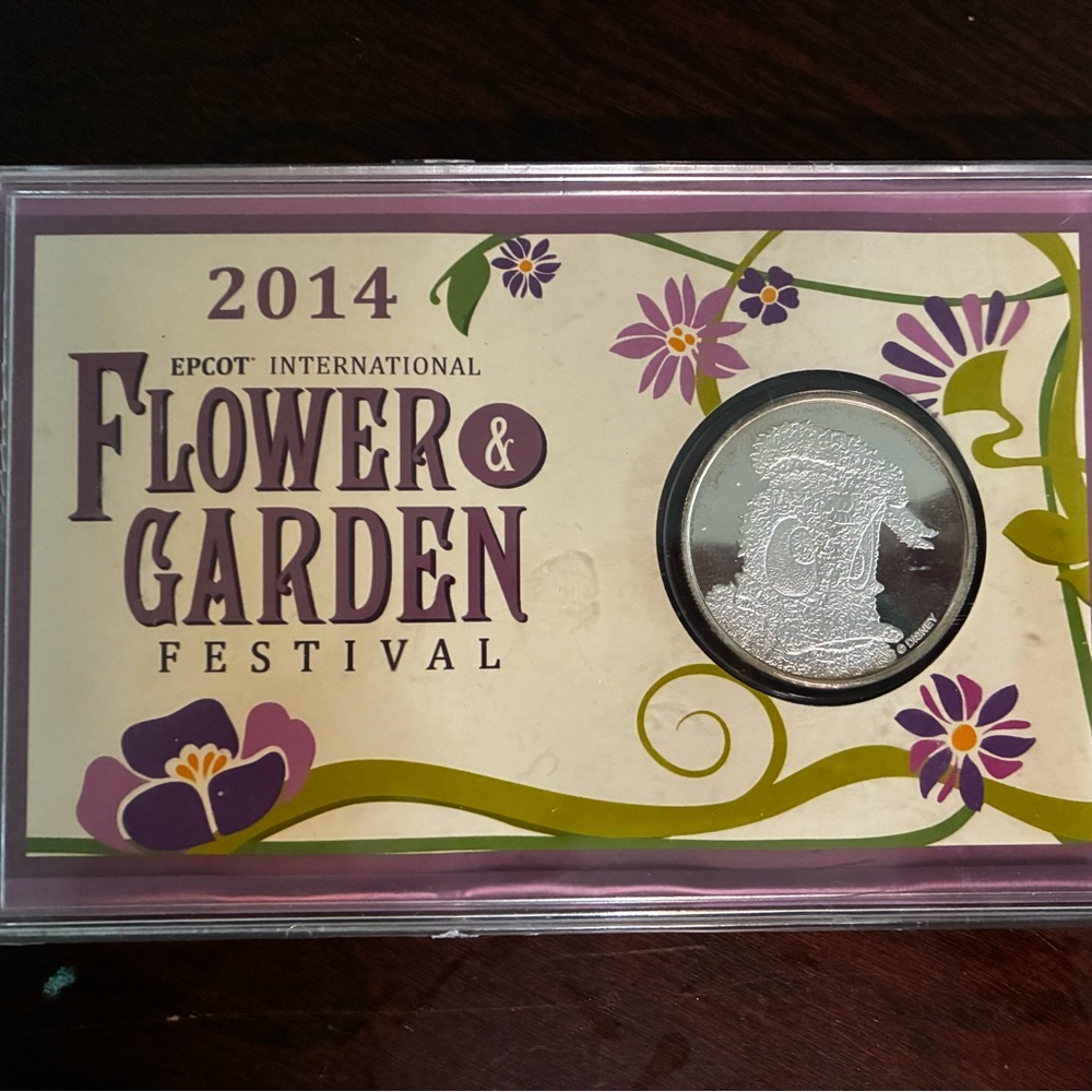 Disney Epcot Flower & Garden Festival Coin - Purple and Green
